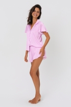 PIJAMA FEMININO MANGA CURTA COM BOTÕES E SHORT CETIM ROSE - ACUO