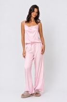 PIJAMA FEMININO DE ALÇA COM CALÇA CETIM ROSA - ACUO