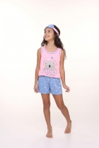 PIJAMA FEMININO INFANTIL CURTO COM TAPA OLHO ROSA COALA - CONTEMPORANEA