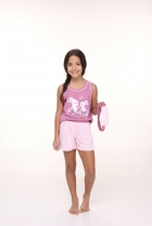 PIJAMA FEMININO INFANTIL CURTO COM TAPA OLHO UVA COELHO - CONTEMPORANEA