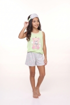 PIJAMA FEMININO JUVENIL CURTO COM TAPA OLHO VERDE URSO - CONTEMPOR&Acirc;NEA
