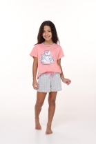 PIJAMA FEMININO INFANTIL MANGA CURTA COM SHORT GOIABA PETS - CONTEMPOR&Acirc;NEA