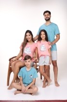 PIJAMA MASCULINO INFANTIL MANGA CURTA E BERMUDA AZUL CACHORRO - CONTEMPORÂNEA