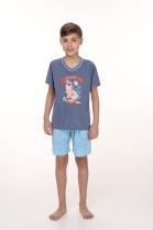 PIJAMA MASCULINO JUVENIL CURTO AZUL CAPIVARA FAM&Iacute;LIA - CONTEMPOR&Acirc;NEA