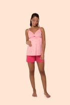 PIJAMA FEMININO GESTANTE/AMAMENTA&Ccedil;&Atilde;O COM AL&Ccedil;A AJUST&Aacute;VEL ROSA CORA&Ccedil;&Atilde;O PLUS SIZE - BOCEJINHO