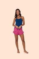 PIJAMA FEMININO DE ALÇA E SHORT ROSA PINK CORAÇÃO - BOCEJINHO