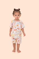 PIJAMA UNISSEX INFANTIL MANGA CURTA E SHORT COMIC BEAR - BOCEJINHO