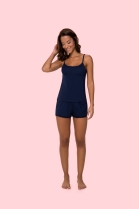 PIJAMA FEMININO DE ALÇA COM SHORT MARINHO - BOCEJINHO