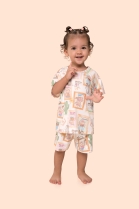 PIJAMA INFANTIL UNISSEX MANGA CURTA E SHORT COMIC GIRL - BOCEJINHO